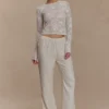 Omari Embroidery Long Sleeve Knit Top – Ivory