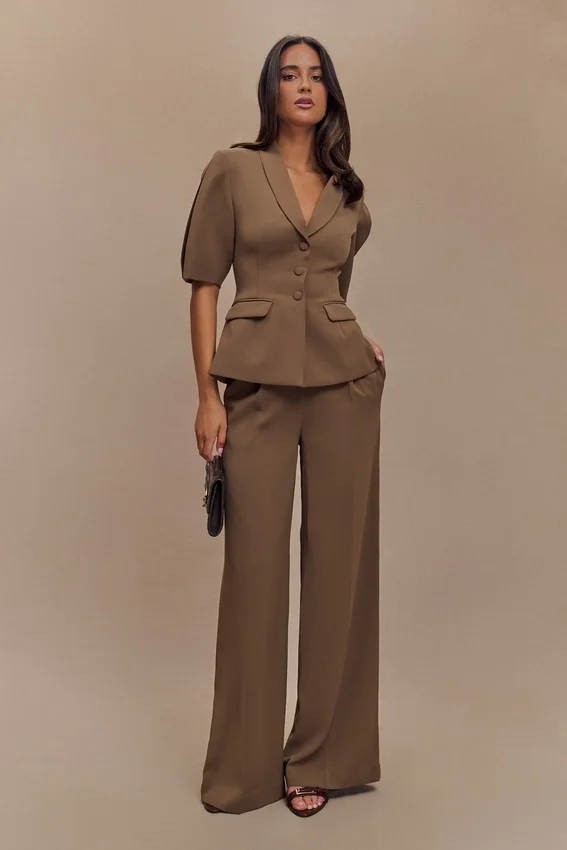 Faith Suiting Wide Leg Pant – Cacao Brown Faith Suiting Wide Leg Pant – Cacao Brown