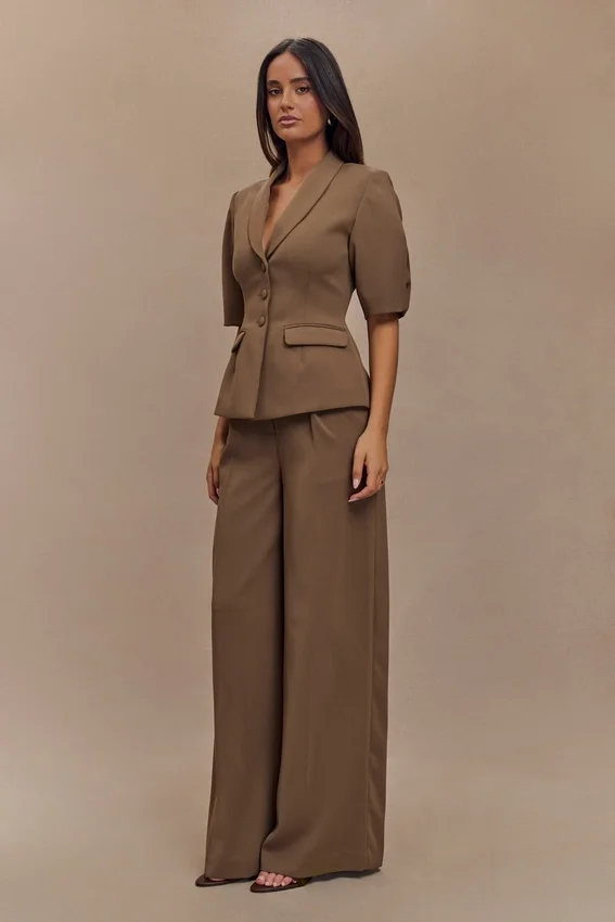 Faith Suiting Wide Leg Pant – Cacao Brown Faith Suiting Wide Leg Pant – Cacao Brown