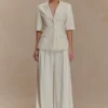 Opal Puff Sleeve Suiting Top – Ivory