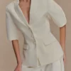 Opal Puff Sleeve Suiting Top – Ivory