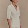 Opal Puff Sleeve Suiting Top – Ivory