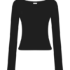 Paedyn Merino Wool Ribbed Long Sleeve Top – Black