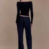 Paedyn Merino Wool Ribbed Long Sleeve Top – Black
