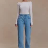 Paedyn Merino Wool Ribbed Long Sleeve Top – Ivory