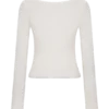 Paedyn Merino Wool Ribbed Long Sleeve Top – Ivory