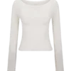 Paedyn Merino Wool Ribbed Long Sleeve Top – Ivory