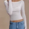 Paedyn Merino Wool Ribbed Long Sleeve Top – Ivory