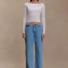 Paedyn Merino Wool Ribbed Long Sleeve Top – Ivory