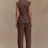 Penelope Suiting Sleeveless Blazer – Chocolate
