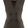 Penelope Suiting Sleeveless Blazer – Chocolate