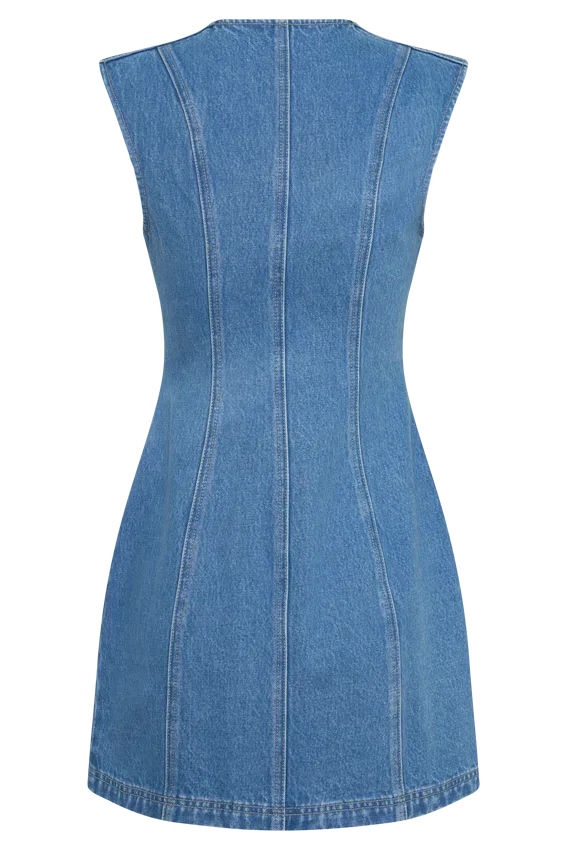 Penn Button Front Denim Mini Dress – Summer Blue Penn Button Front Denim Mini Dress – Summer Blue