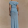 Chloe Off Shoulder Boucle Knit Top – Light Blue Chloe Off Shoulder Boucle Knit Top – Light Blue