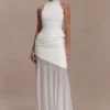 Portia Scuba And Mesh Maxi Skirt – White