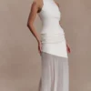 Portia Scuba And Mesh Maxi Skirt – White