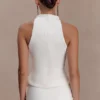 Portia Scuba Sleeveless Top – White