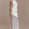 Portia Scuba And Mesh Maxi Skirt – White