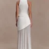 Portia Scuba And Mesh Maxi Skirt – White