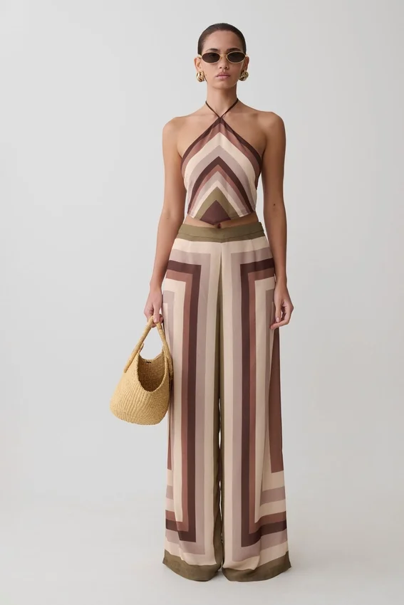 Rachel Chiffon Straight Leg Pants – Multi Stripe Rachel Chiffon Straight Leg Pants – Multi Stripe