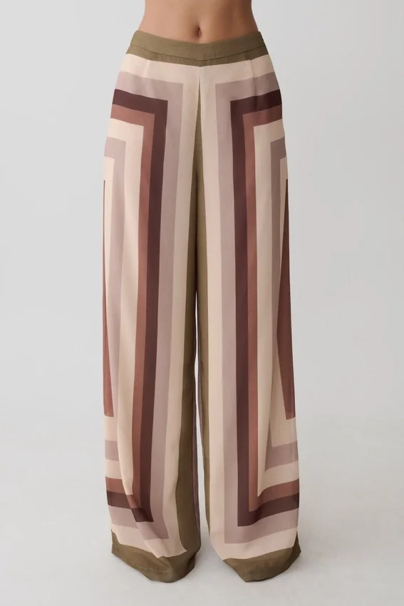 Rachel Chiffon Straight Leg Pants – Multi Stripe Rachel Chiffon Straight Leg Pants – Multi Stripe