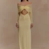 Rafaella Slinky And Mesh Maxi Dress – Lemon