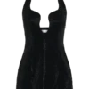 Raina Diamante Halter Mini Dress – Black