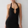 Raina Diamante Halter Mini Dress – Black