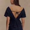 Rayne Off Shoulder Denim Top – Indigo Blue