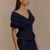 Rayne Off Shoulder Denim Top – Indigo Blue
