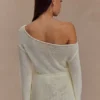 Reagan Off Shoulder Knit Top – White