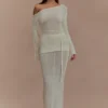 Reagan Off Shoulder Knit Top – White