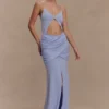 Reama Wrap Over Knit Maxi Dress – Cornflower Blue