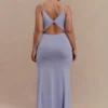 Reama Wrap Over Knit Maxi Dress – Cornflower Blue