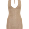 Renesmay Lurex Halter Mini Dress – Gold