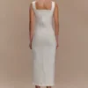 Reyna Denim Midi Dress – White