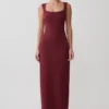 Rhea Detachable Cape Jersey Maxi Dress – Wine