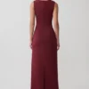 Rhea Detachable Cape Jersey Maxi Dress – Wine