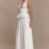 River Gathered Maxi Skirt – White