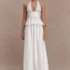 River Gathered Maxi Skirt – White