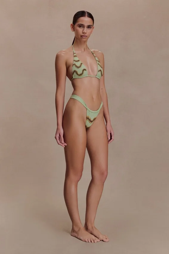 Robyn Beaded Triangle Bikini Top – Sage Robyn Beaded Triangle Bikini Top – Sage
