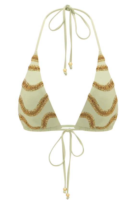 Robyn Beaded Triangle Bikini Top – Sage Robyn Beaded Triangle Bikini Top – Sage