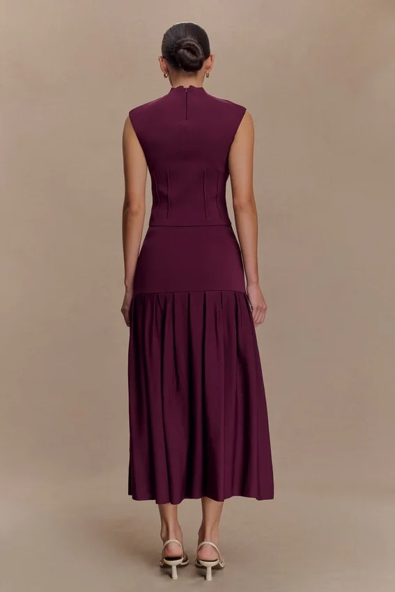Romaine Bandage Knit Midi Skirt – Wine Romaine Bandage Knit Midi Skirt – Wine