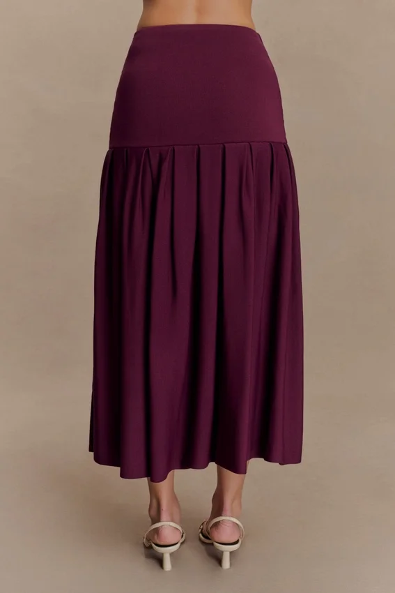 Romaine Bandage Knit Midi Skirt – Wine Romaine Bandage Knit Midi Skirt – Wine
