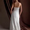 Rosella Satin Strapless Maxi Dress – White