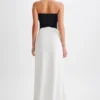 Ruby Strapless Slinky Maxi Dress – Black/White