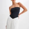 Ruby Strapless Slinky Maxi Dress – Black/White