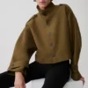Rue Funnel Neck Bomber Jacket – Khaki