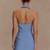 Ruth Cotton Halter Mini Dress – Ocean Blue