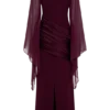 Samantha Waterfall Sleeves Maxi Dress – Wine