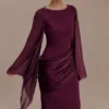Samantha Waterfall Sleeves Maxi Dress – Wine